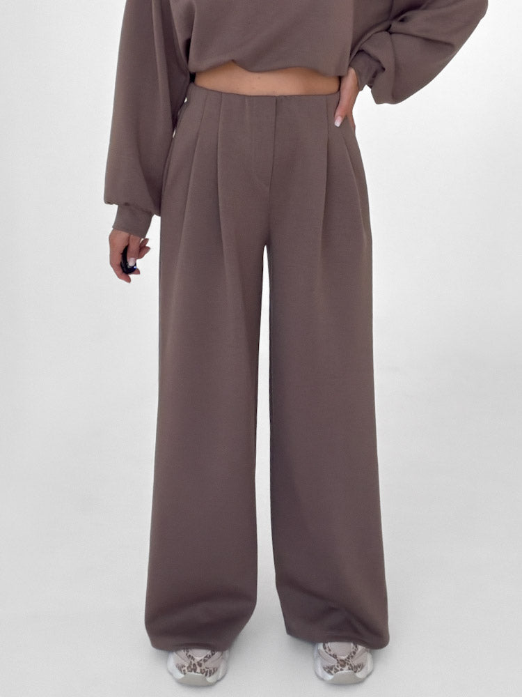 "Pari 2.0" elastische Hose aus Viskose  - mocca