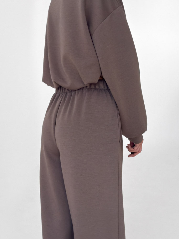 "Pari 2.0" elastische Hose aus Viskose  - mocca