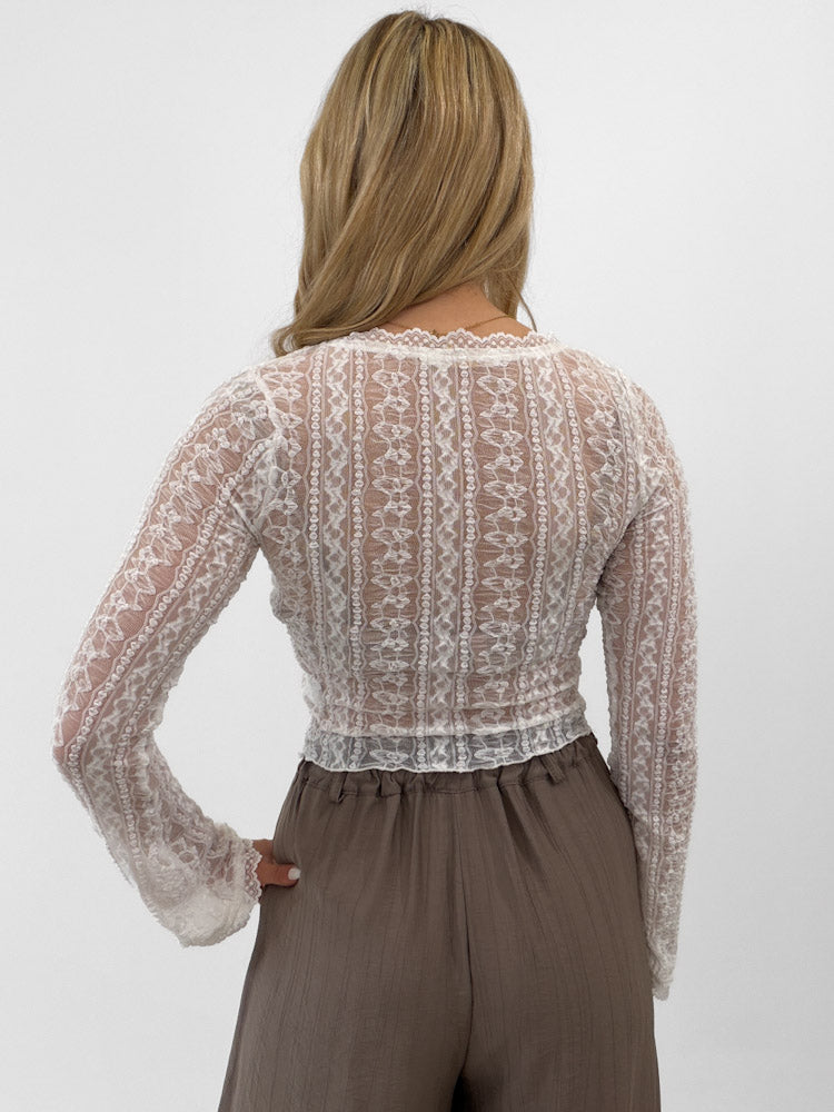 "Fiorella" zartes Spitzenshirt - weiß