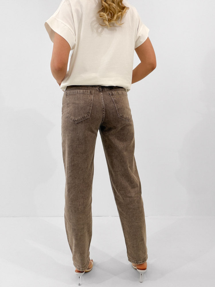 "Mom Mousse" Old Mom Fit Jeans - washing mocca
