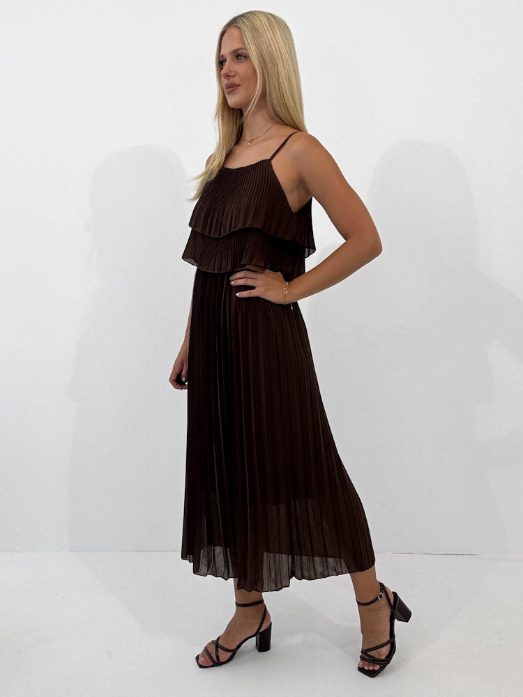 "Milano 2.0" Plissee Kleid - braun