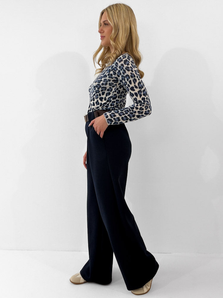"Pari" elastische Hose aus Viskose  - navy blau