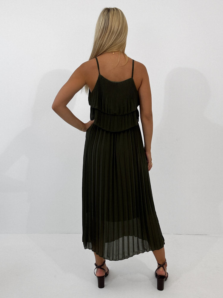 "Milano 2.0" Plissee Kleid - khaki
