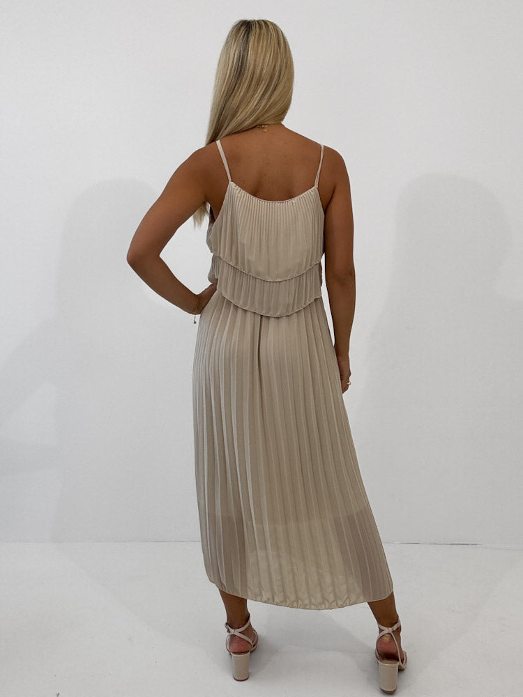 "Milano 2.0" Plissee Kleid - beige