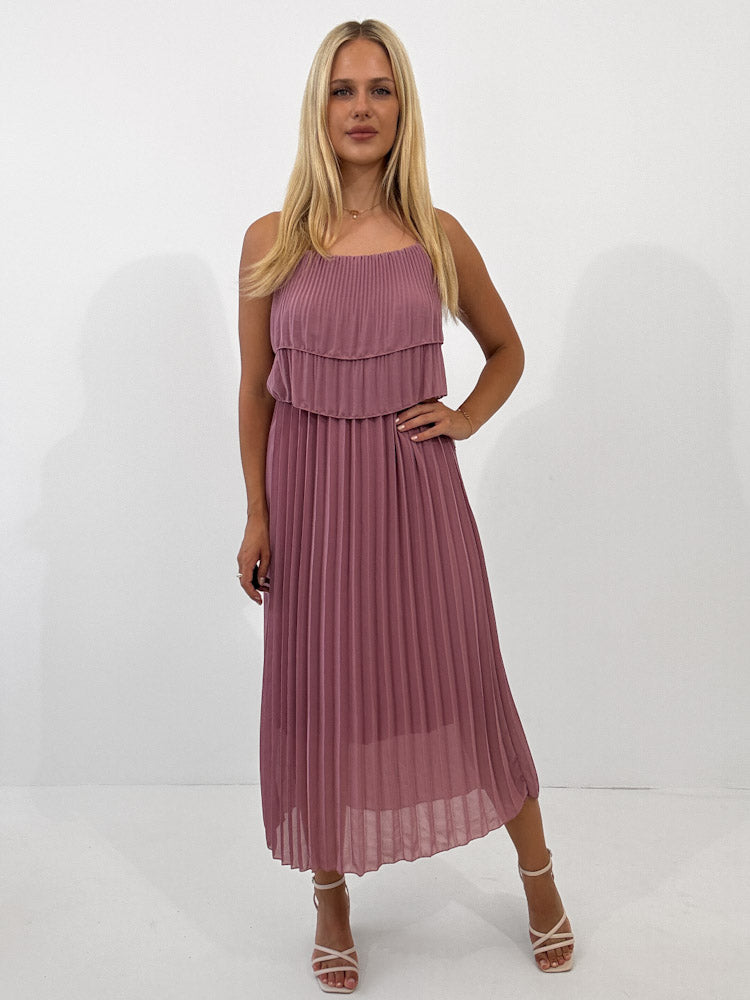 "Milano 2.0" Plissee Kleid - beere