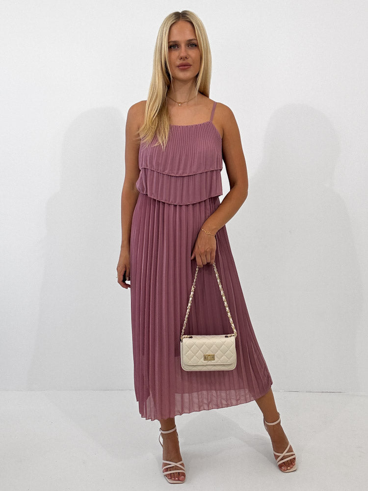 "Milano 2.0" Plissee Kleid - beere