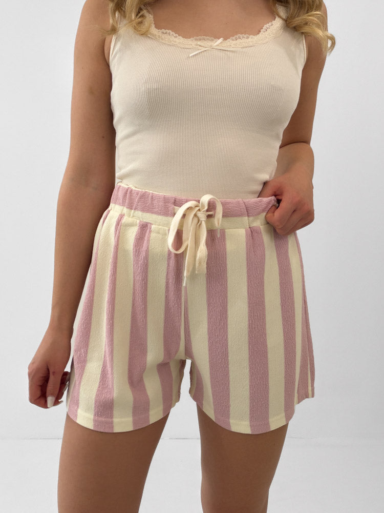"Sunny Stripes" weiche frottee Short - beige/rosa