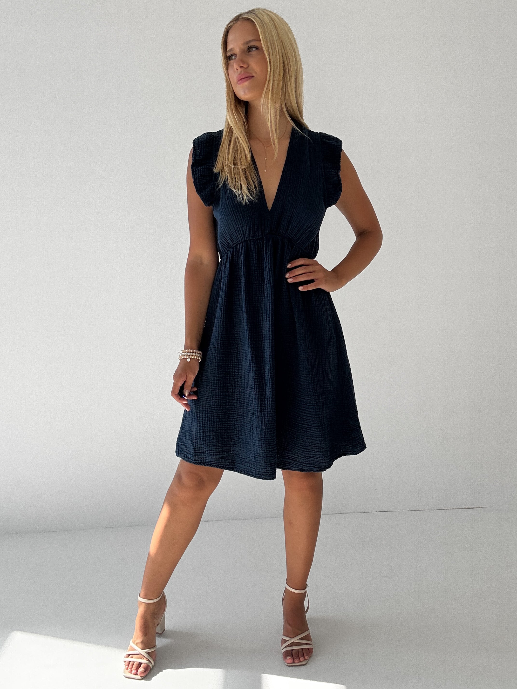 "Pianosa Midi"- tolles Midikleid aus Musselin - navy blau