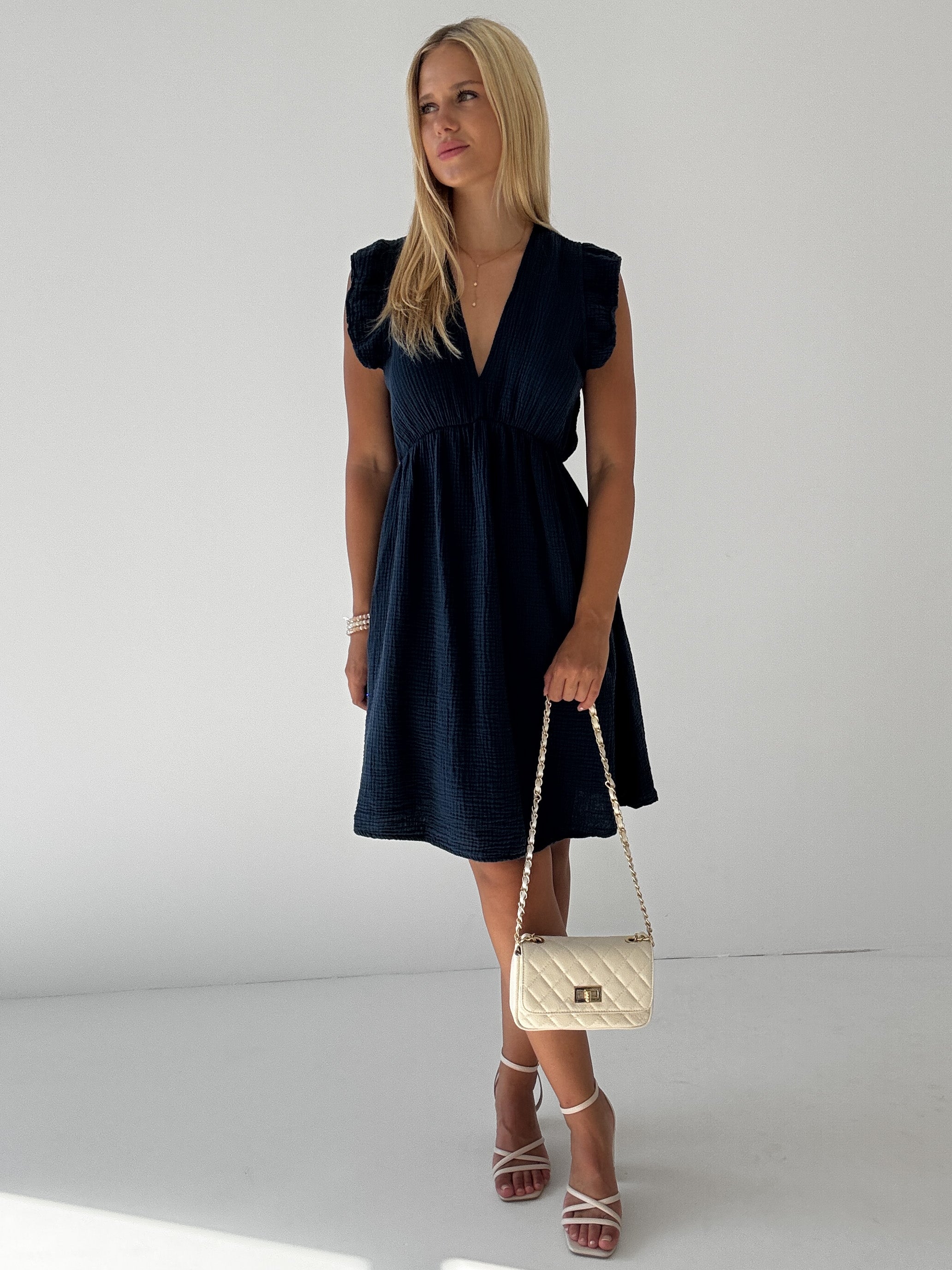 "Pianosa Midi"- tolles Midikleid aus Musselin - navy blau