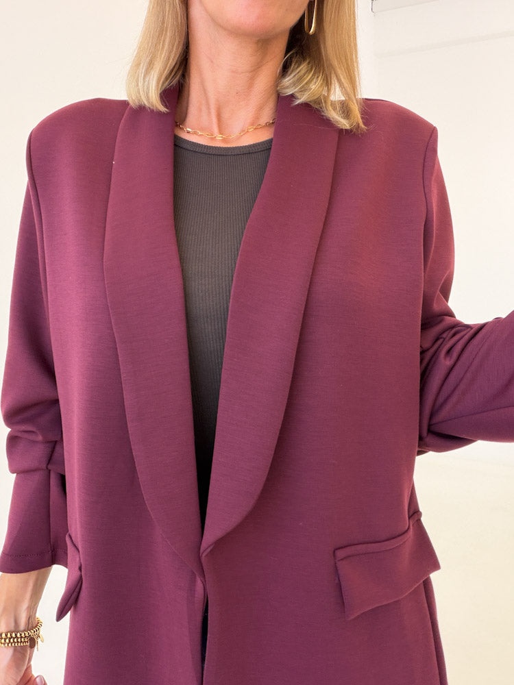 "Aria" toller Blazer aus Butterstoff - bordeaux