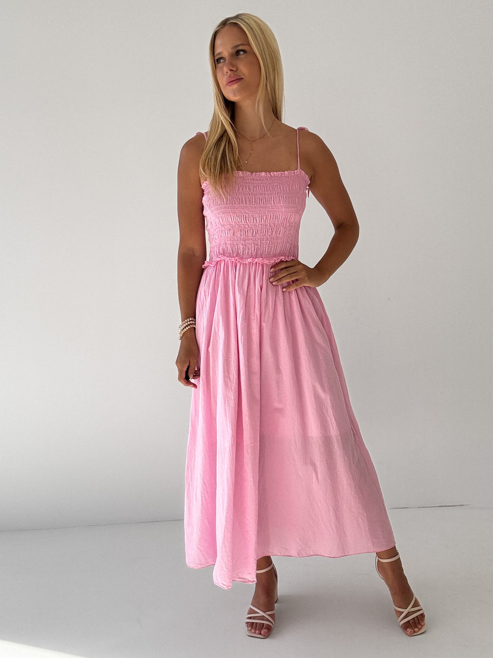 "Summer Breeze" - schönes Maxikleid aus Baumwolle - candy rosa