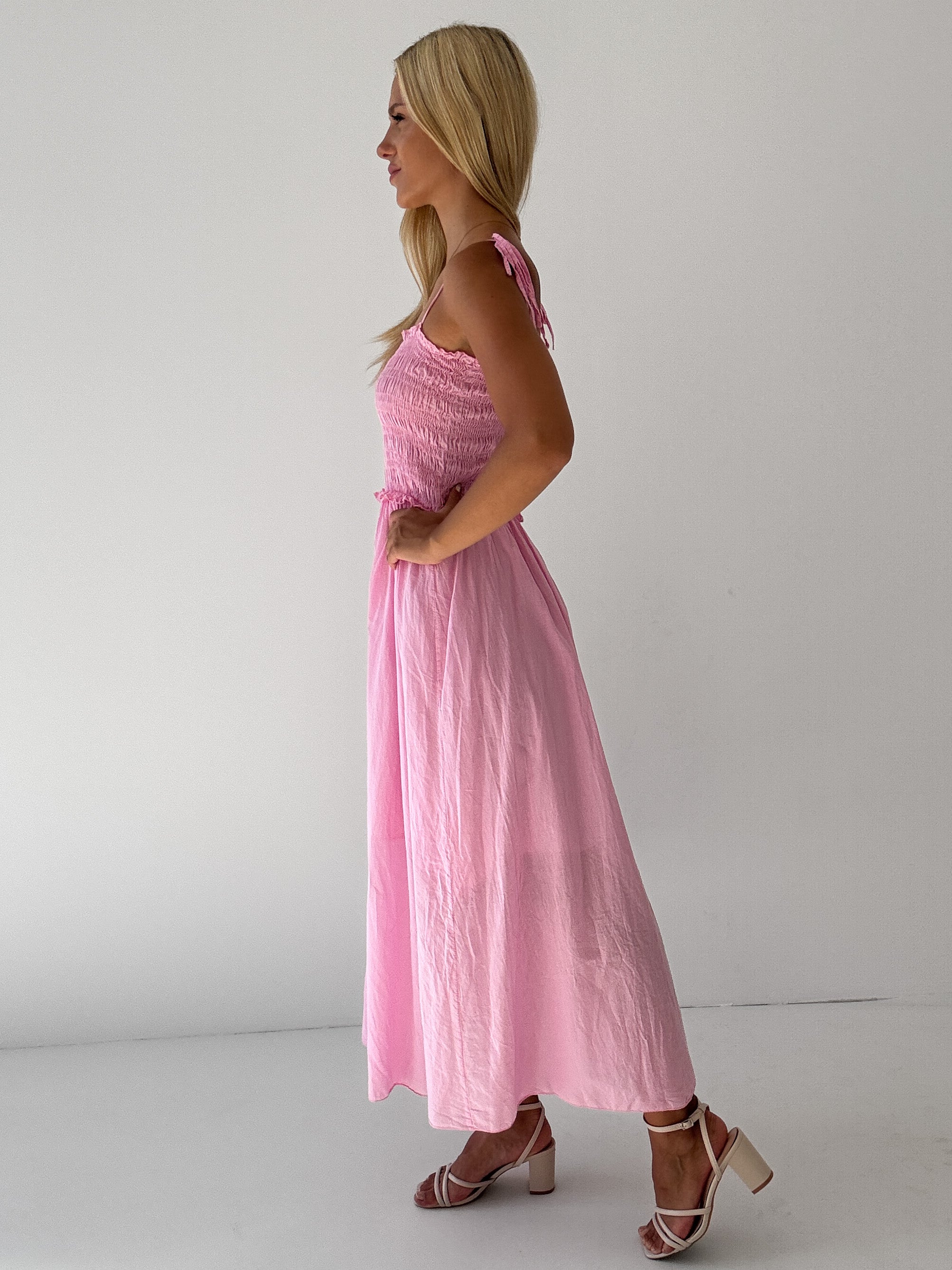 "Summer Breeze" - schönes Maxikleid aus Baumwolle - candy rosa