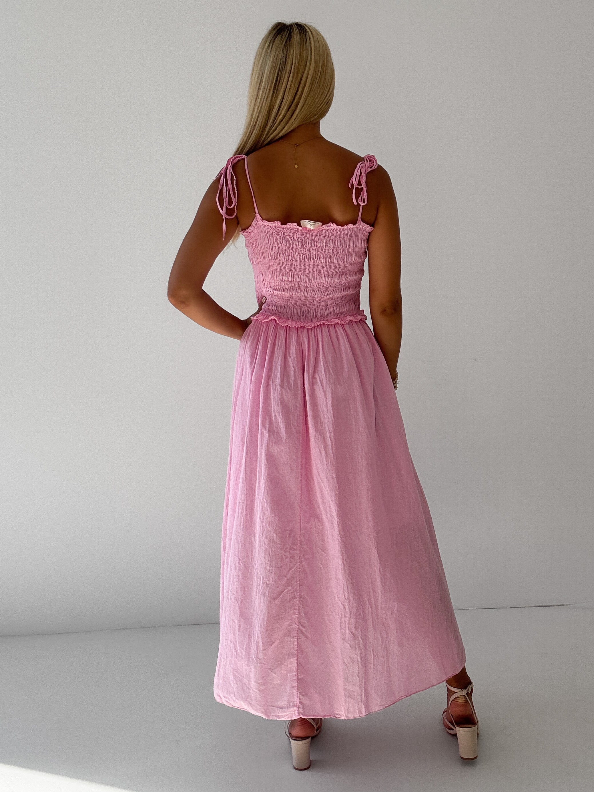 "Summer Breeze" - schönes Maxikleid aus Baumwolle - candy rosa