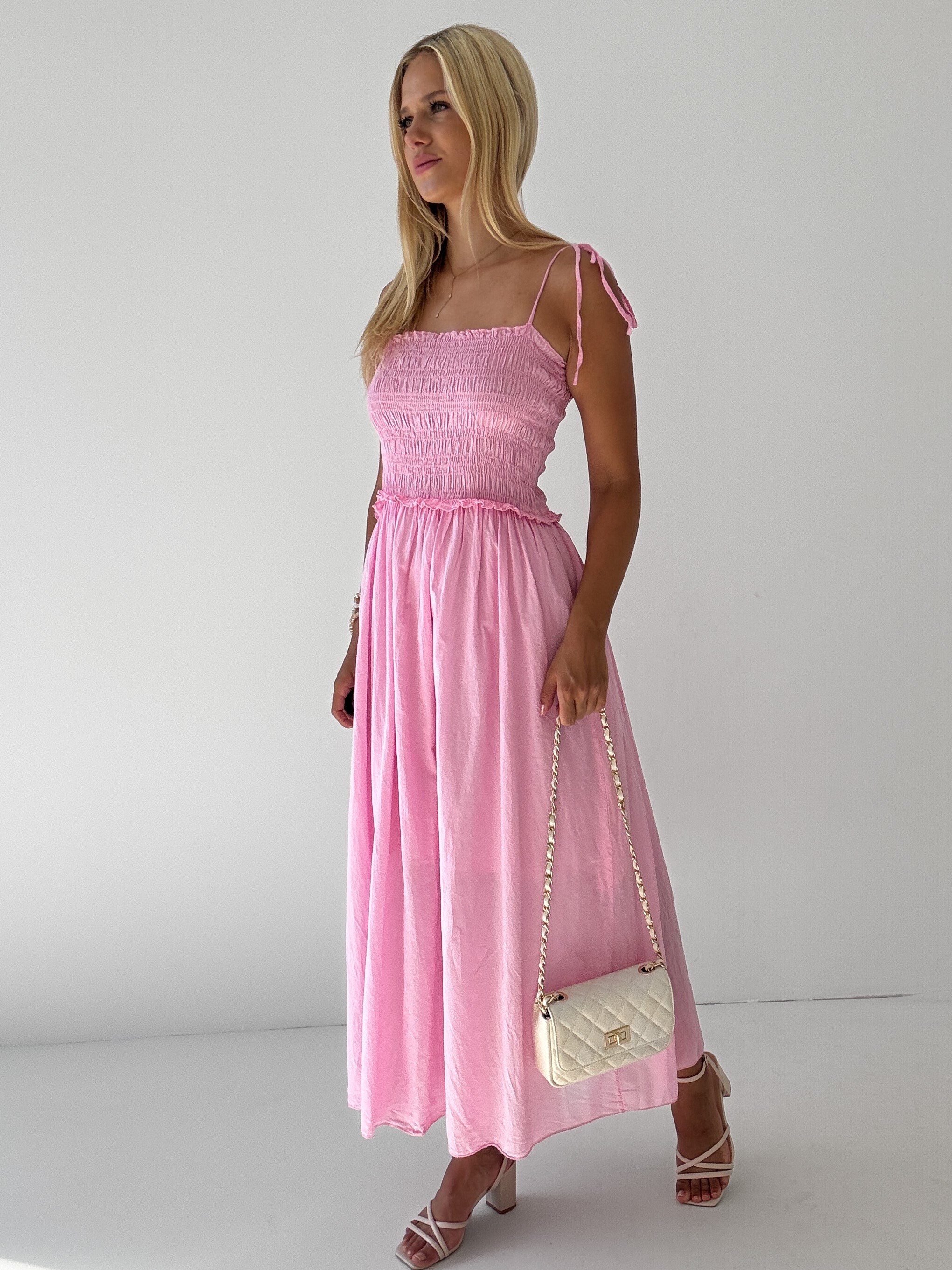 "Summer Breeze" - schönes Maxikleid aus Baumwolle - candy rosa