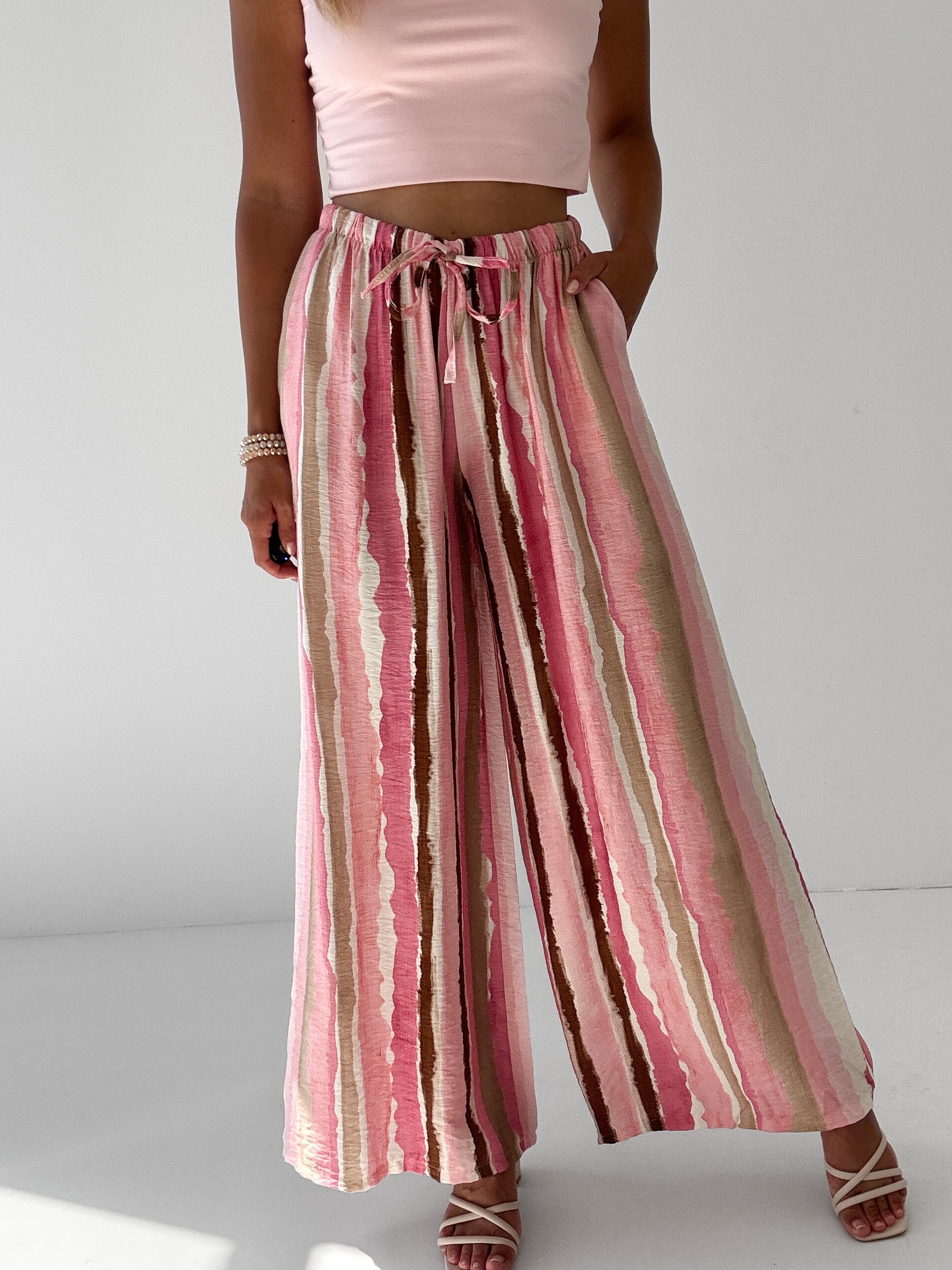 "Milano Stripes" weiche Hose aus Viscose - rosa/pink