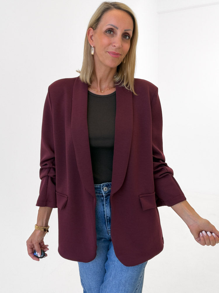 "Aria" toller Blazer aus Butterstoff - bordeaux