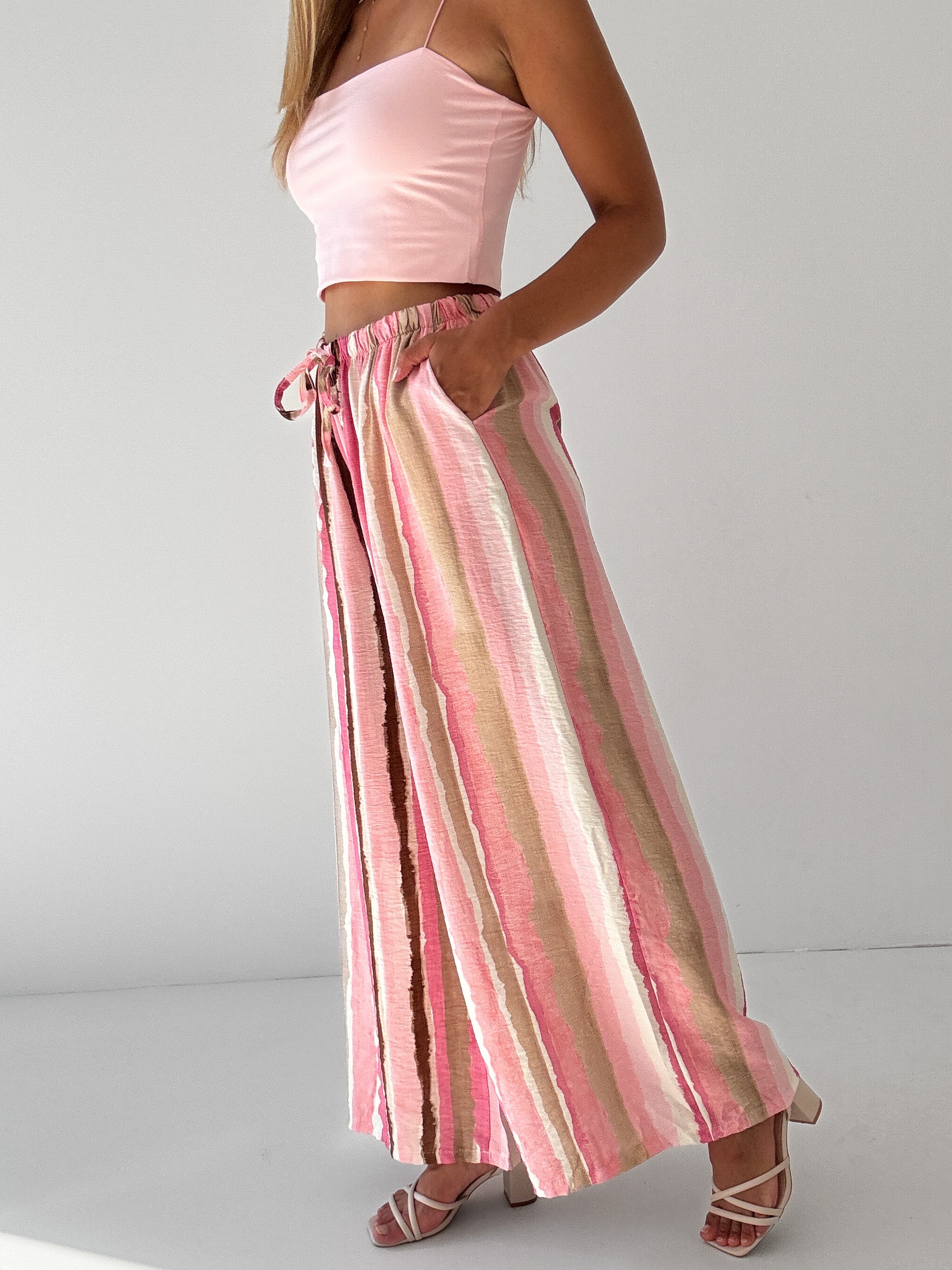 "Milano Stripes" weiche Hose aus Viscose - rosa/pink