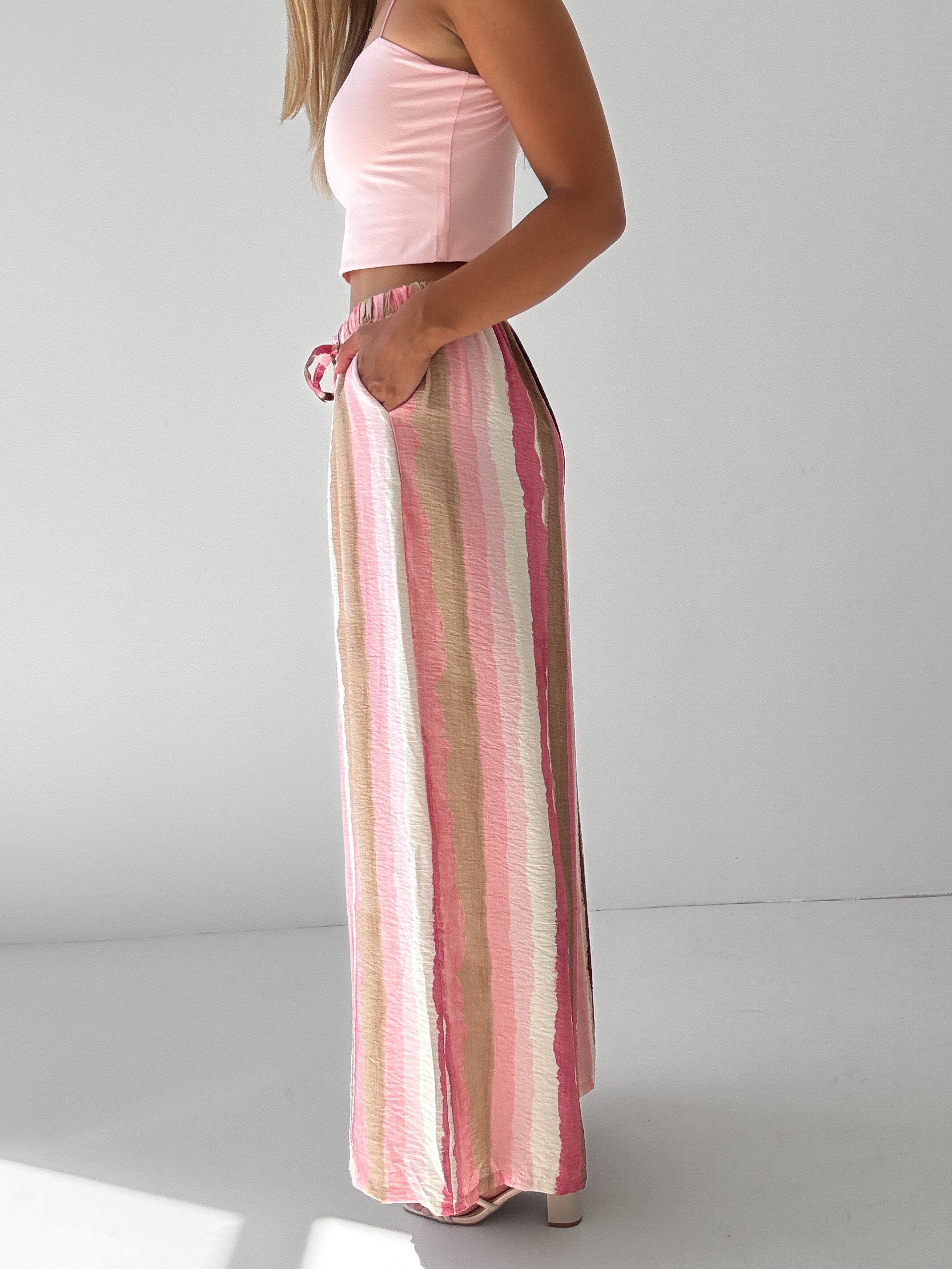 "Milano Stripes" weiche Hose aus Viscose - rosa/pink