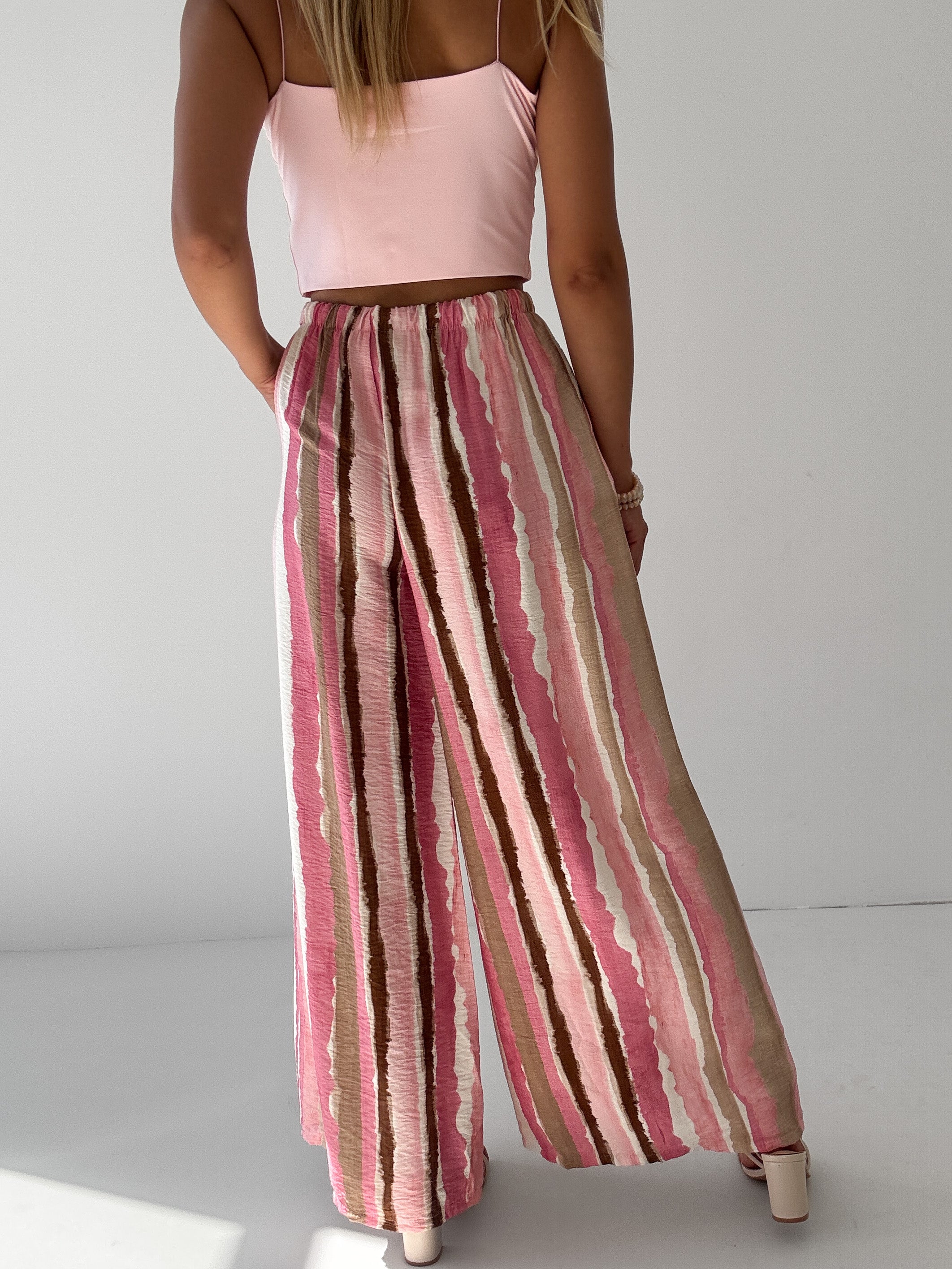 "Milano Stripes" weiche Hose aus Viscose - rosa/pink