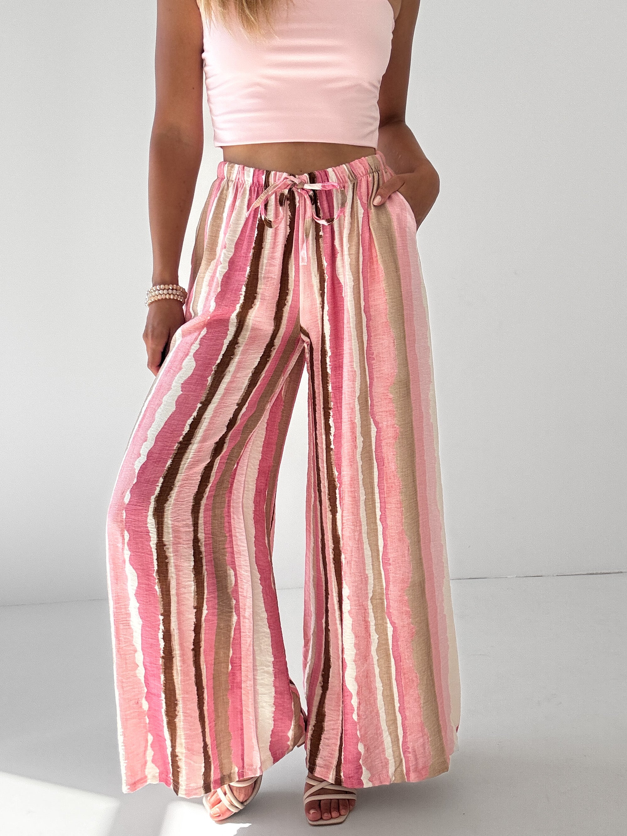 "Milano Stripes" weiche Hose aus Viscose - rosa/pink