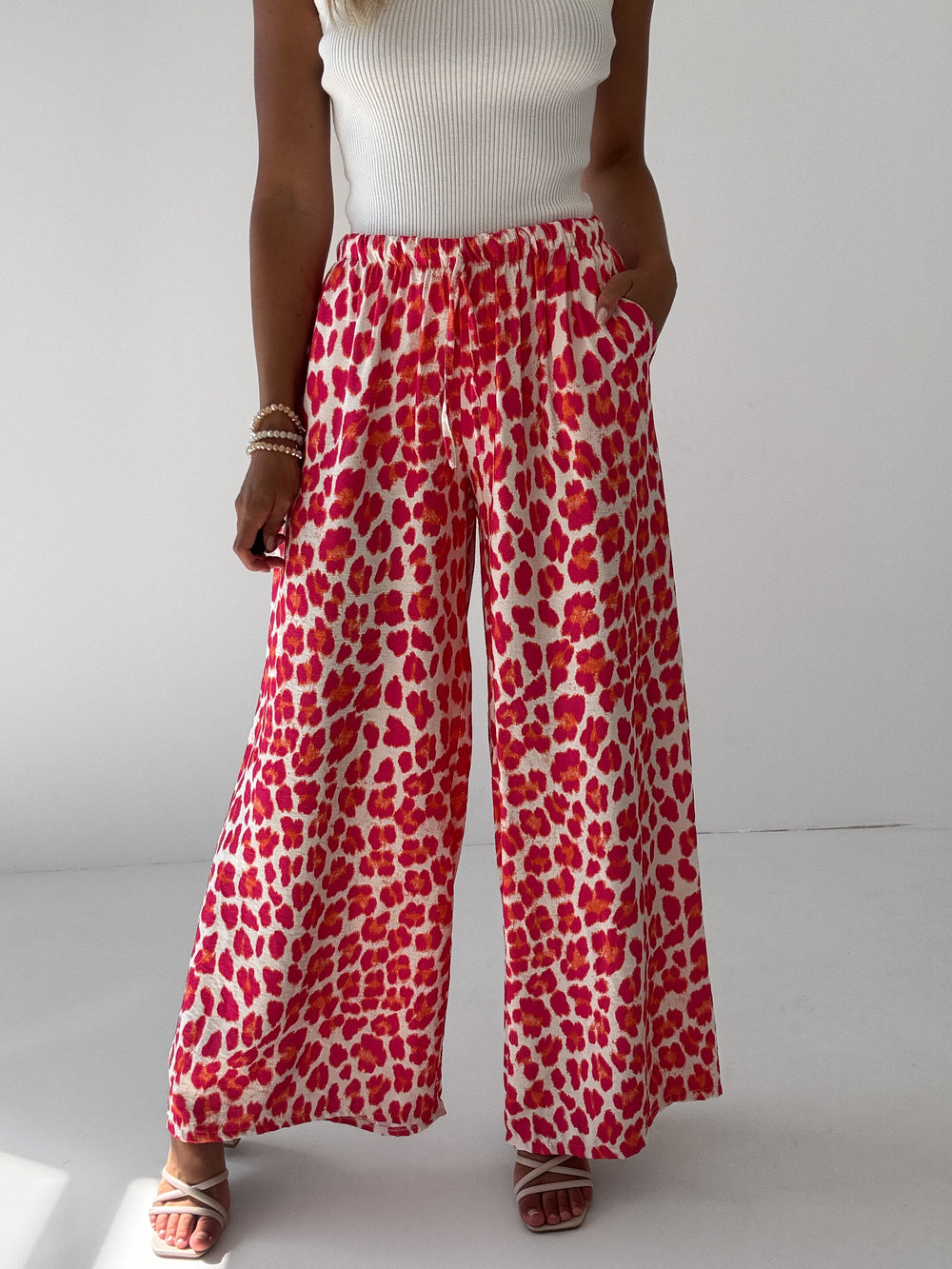 "Milano Leo" weiche Hose aus Viscose - creme/pink