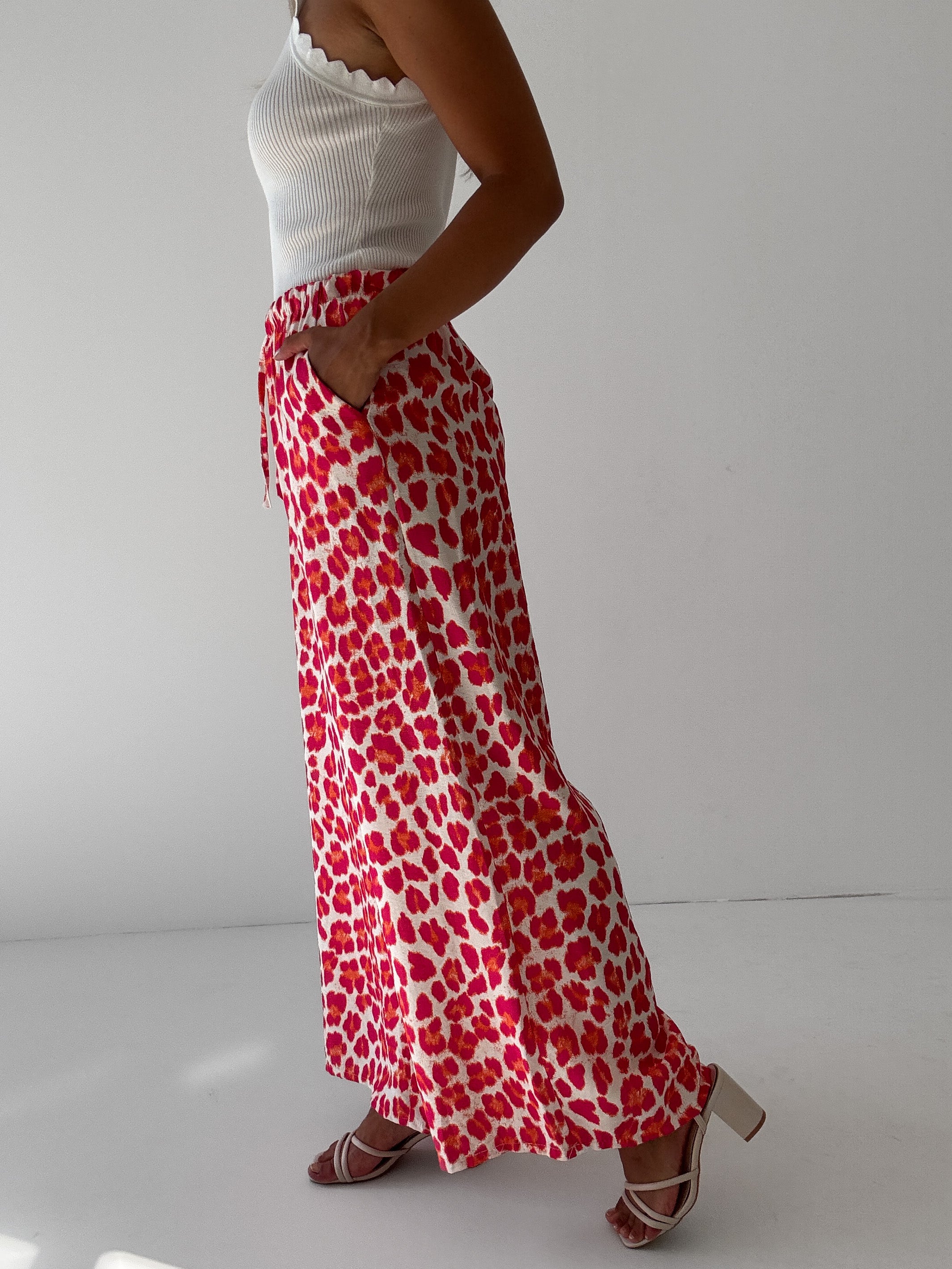 "Milano Leo" weiche Hose aus Viscose - creme/pink