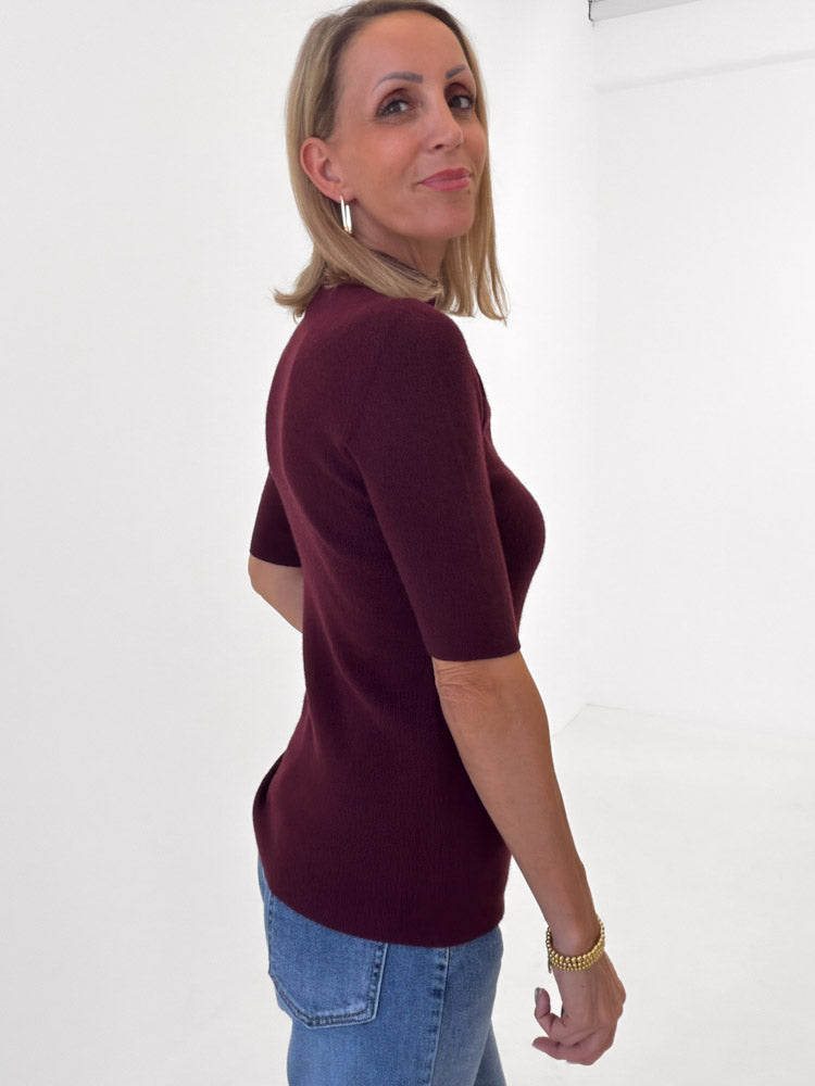 "Bellara" Pulli mit Turtleneck aus Viscose & Lana Wolle - bordeaux