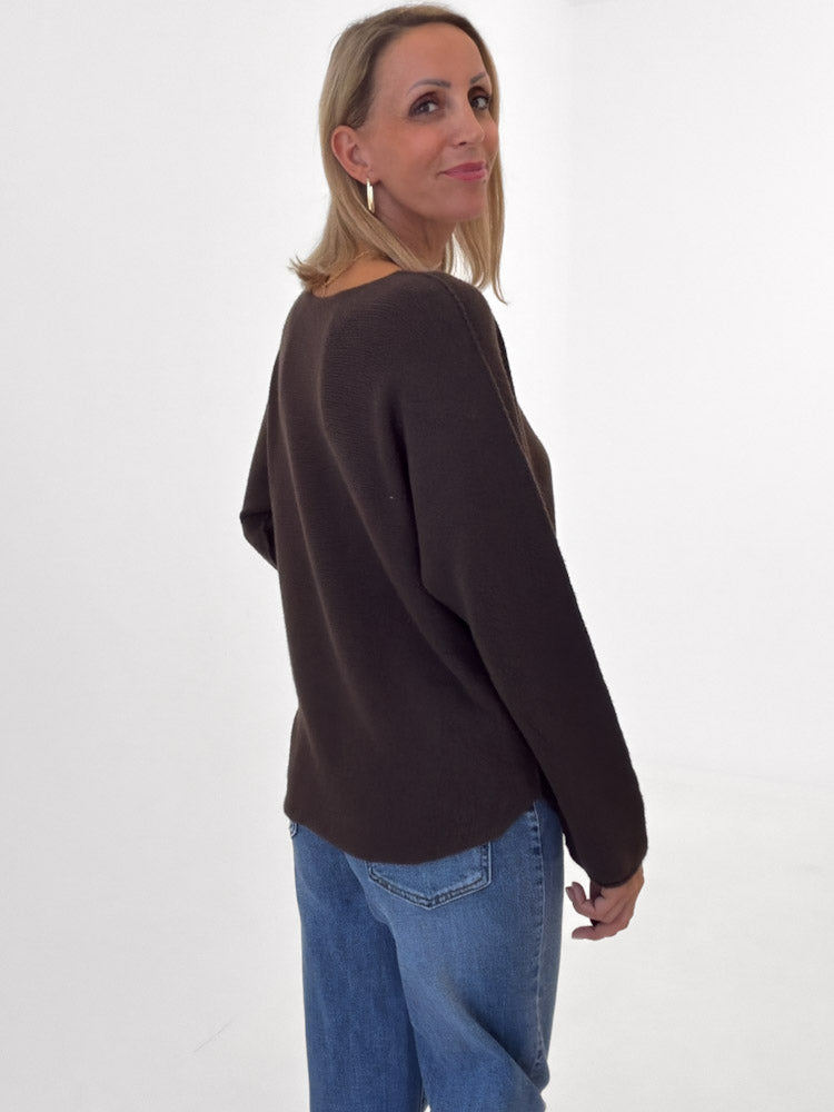 "Vicenza" weicher Pullover mit Viscose - chocobraun