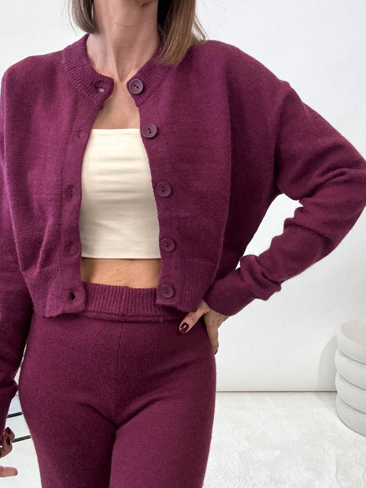 "Toskana" kurzer Cardigan - burgundy