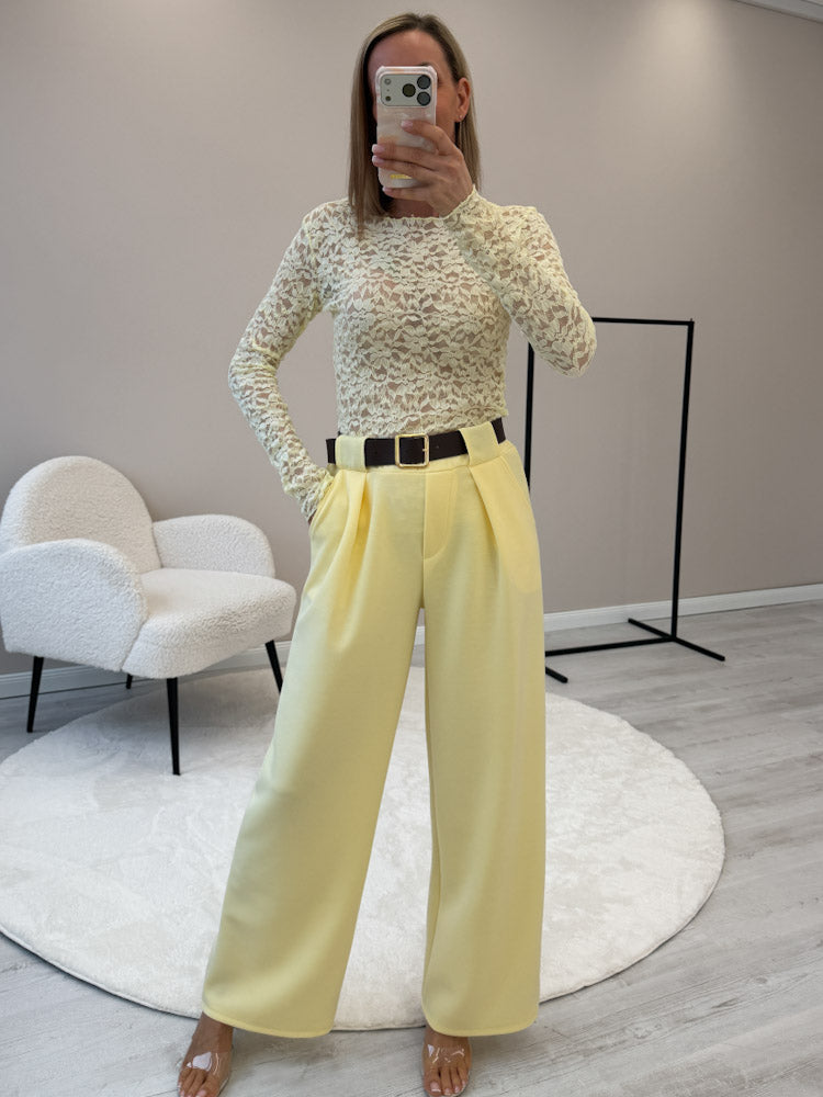 "Pari" elastische Hose aus Viskose  - lemon ice