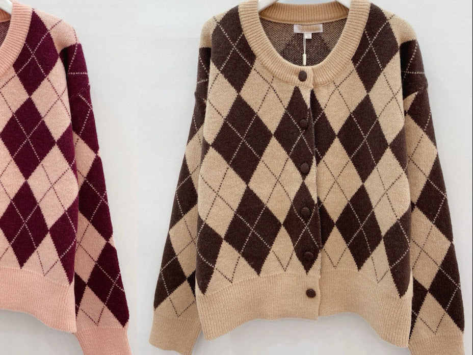 "Karo" kuscheliger Viscose Cardigan - braun