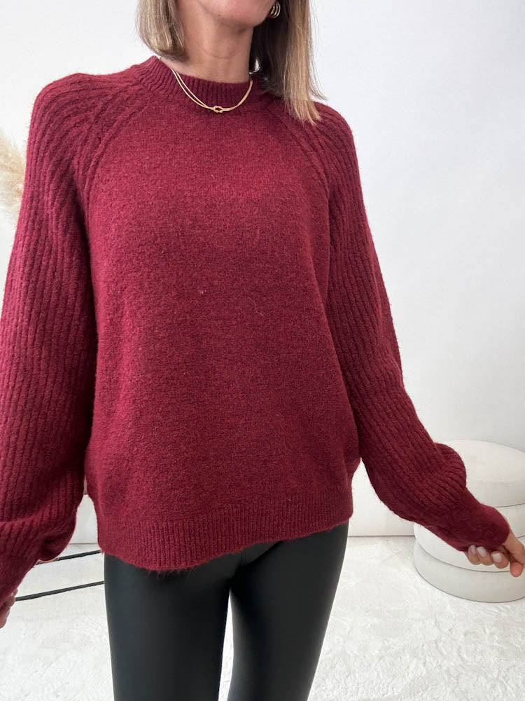 "Remo" weicher Pulli - Bordeaux