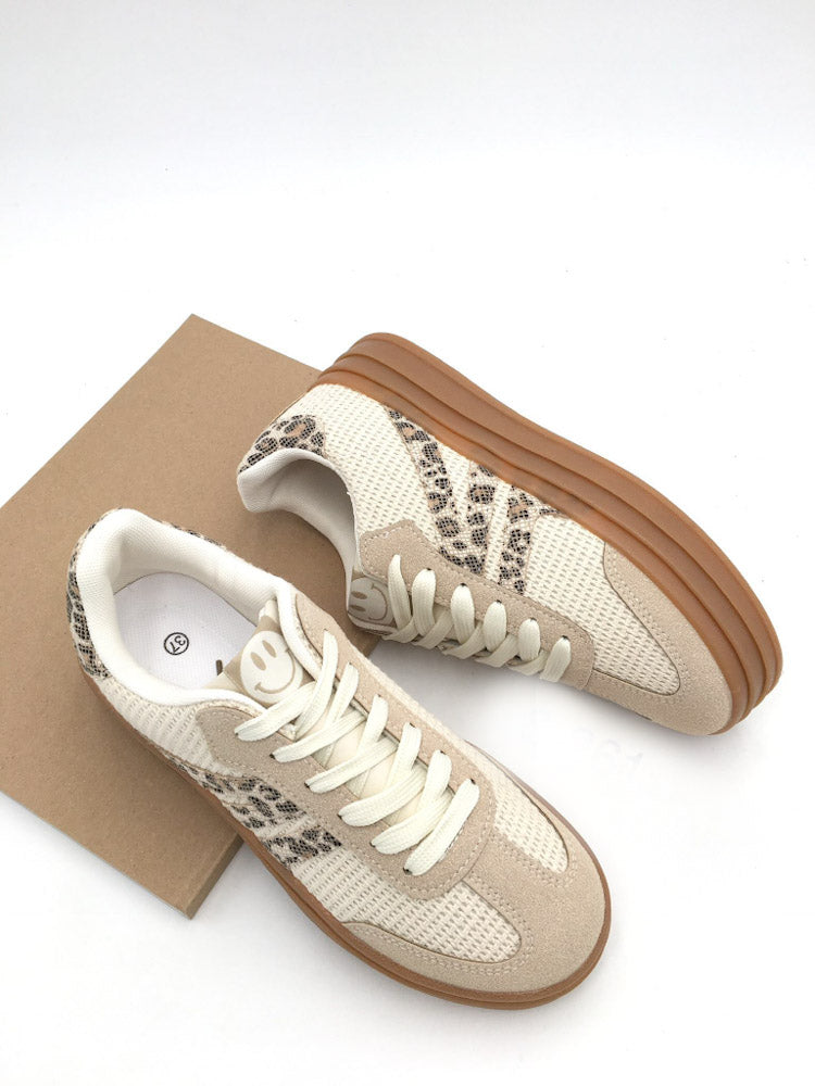 "Casual Leo" cooler Sneaker mit Crochetoptik - beige