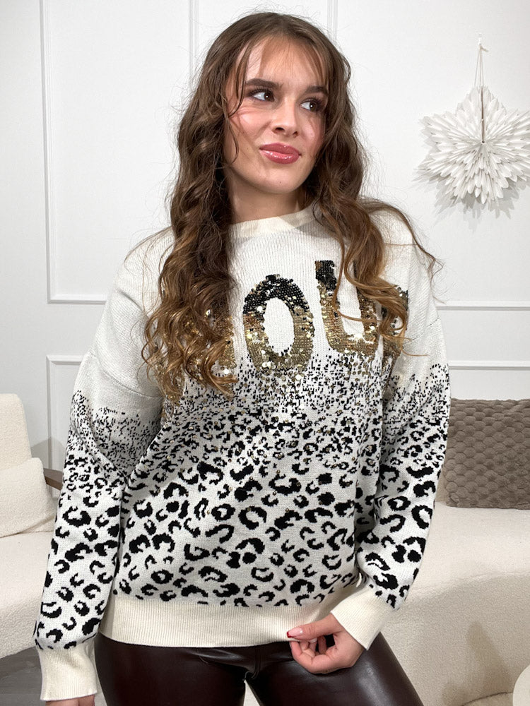 "Amour Leo" Pullover aus Viscose - beige